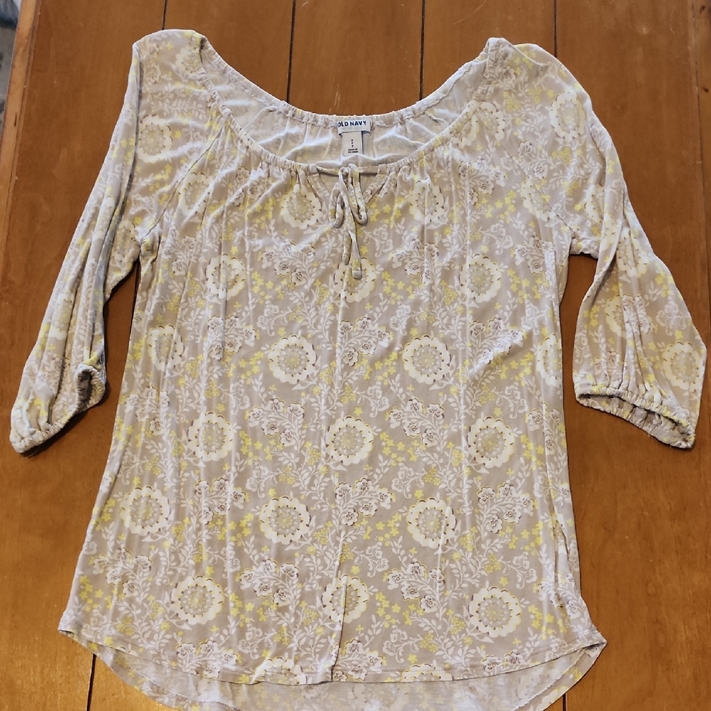 Old Navy Cream and Yellow Floral Blouse